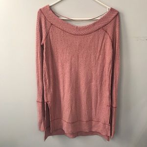 Free People Pink off the shoulder long sleeve top